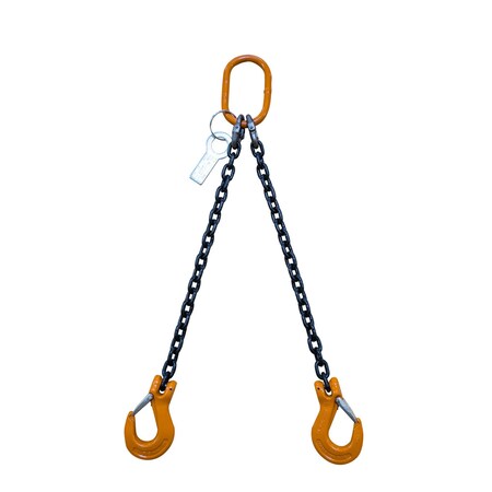 Chain Sling, 2 Legs, 3/8, G80, Sling Hook, 10Ft